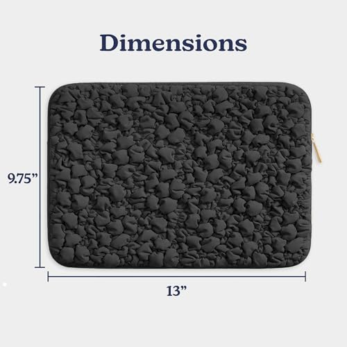 Vandel Puffy Laptop Sleeve Case, 13-14 inch Laptop Sleeve Bag Case 13.3 Inch, Compatible with MacBook Air/Pro 13/Pro 14/iPad Pro 12.9, HP Dell ASUS Computer Bag Cover, Black Scrunch - color: d. Black Scrunch