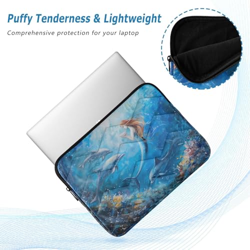Cute Laptop Sleeve 13 inch Ocean Mermaid Dolphin Laptop Bag 14 inch Waterproof Computer Bag for Women Laptop Accessories Computer Cover Bag for Tablet Men - color: Ocean Mermaid Dolphin