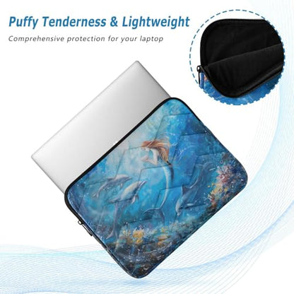 Cute Laptop Sleeve 13 inch Ocean Mermaid Dolphin Laptop Bag 14 inch Waterproof Computer Bag for Women Laptop Accessories Computer Cover Bag for Tablet Men - color: Ocean Mermaid Dolphin