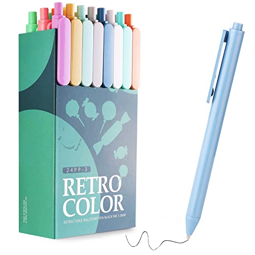 WY WENYUAN Cute Pens, 24 Pcs Fine Point Smooth Writing Pens, Personalized Ballpoint Pens Bulk, Flair Colorful Pens, Black Ink 1.0 mm Journaling Pen, School Office Supplies for Women & Men, Note Taking - color: 24 pack colorful pens