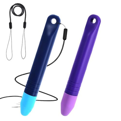 2pcs Kids Tablet Stylus for Touch Screens with 1 Anti-Loss Tethers | Anti-Rolling Tablet Styluses for Kids,Styluses Pen Compatible with All Touch Screen Devices(Blue+Purple)