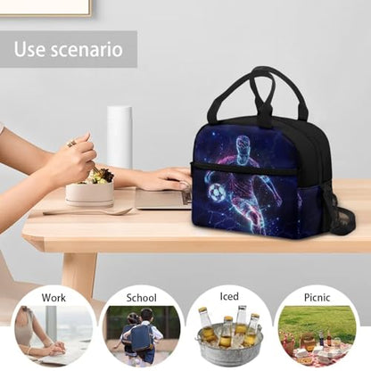 Soccer Kawaii Lunch Box for Girls 4-6 One Piece Lunch Box for Kids 6-8 Preschool Meal Bag Boys 8-10 Kindergarten Toddler Students Elementary School Lightweight Thermal Insulated - color: Soccer