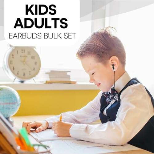 Wholesale Bulk Earbuds Headphones 50 Pack Class Set for School Classroom Students Kids Children Toddler Boys Girls Teen Adults(Black,50 Pack) - color: Black, size: 50 Packs