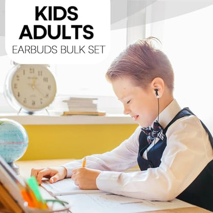 Wholesale Bulk Earbuds Headphones 50 Pack Class Set for School Classroom Students Kids Children Toddler Boys Girls Teen Adults(Black,50 Pack) - color: Black, size: 50 Packs