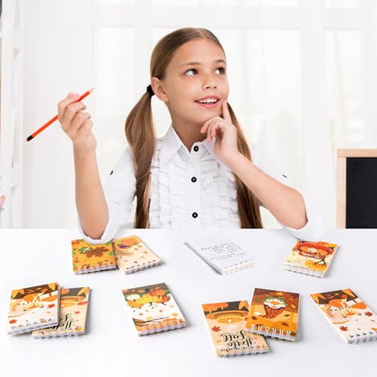 24Packs Fall Mini Notepads Thanksgiving Pumpkin Maple Leaves Spiral Notebooks Pocket Journal Memo Pads for Hello Autumn Seasonal Holiday Party Favors Gift Goodie Bag Stuffers School Classroom Rewards - style: Fall