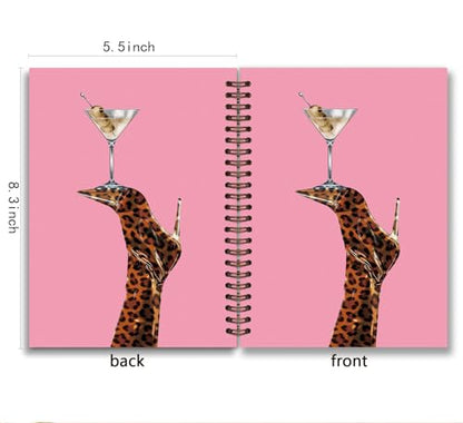 KDHTY Preppy Trendy Leopard Print Y2K Spiral Notebook Journal,Pink Trendy Aesthetic Notebook for Women Teens Girls,Back to School Hardcover Notebook for Work School Office Supplies,5.5x8.3 - style: preppy 4
