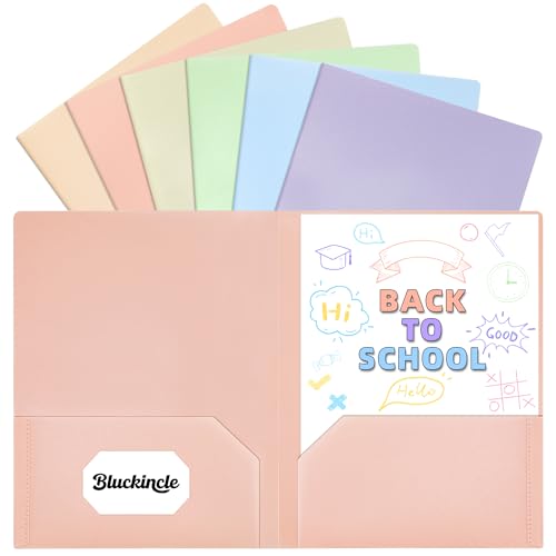 Plastic Folder with Pockets for School 2 Pocket 6 Pack Pastel Colors | Colored File Pocket Folder for Documents Letter Size with Business Card Slot Back to School Office Teacher Supplies - color: Pastel Colors