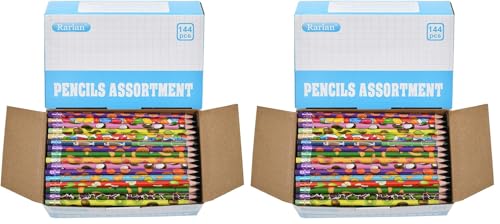 Rarlan Pencil Assortment, #2 HB, Assorted Colorful Pencils for Kids, Pre-Sharpened,Bulk Pack, 144 Count Bulk Pack (Pack of 2) - size: 144 Count (Pack of 2)