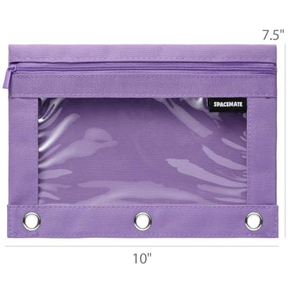 SPACEMATE Binder Pencil Pouch Case Box Bag for 3 Ring Binder School Supplies Girls Boys Kids, Clear Preppy Stuff Large Aesthetic Pen Organizer, Back to College Stationary, 1 Pack, Purple - color: Purple