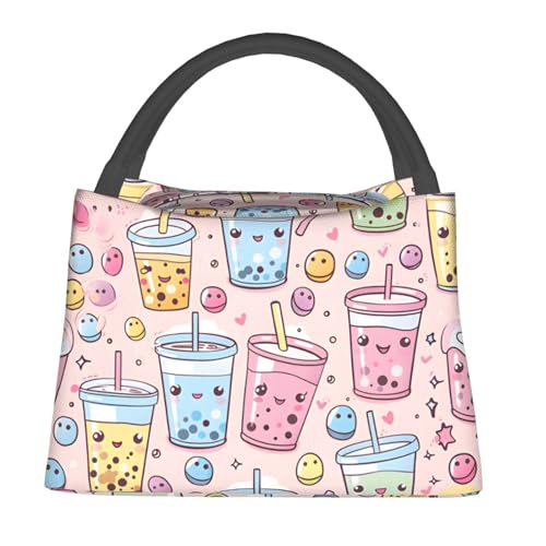Cute Bubble Tea Lunch Bag for Women, Girls, Kids, Reusable Insulated Lunch Box for Work, Office, Picnic, Travel, School, Gifts - color: Cute Bubble Tea