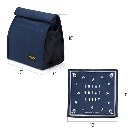 2nd Childhood Insulated Lunch Bag for Men, Durable & Reusable, Blue | Slim lunch bag with carry handle, two mesh side pockets and a back slip pocket; insulated liner keeps food cool - color: Blue
