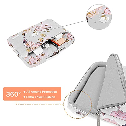 MOSISO 360 Protective Laptop Sleeve Compatible with MacBook Air/Pro, 13-13.3 inch Notebook, Compatible with MacBook Pro 14 inch 2023-2021 A2779 M2 A2442 M1, Peony Bag with Belt, Grey