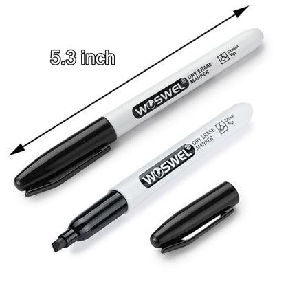 WOSWEL Dry Erase Markers,24 Pack Black Chisel Tip Whiteboard Markers, Chisel Point Low Odor Dry Erase Marker for School Office and Home