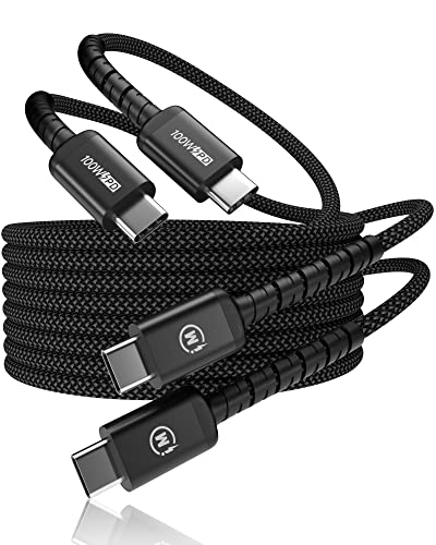 imuto USB C to USB C Cable (6.6ft, 2-Pack) 100W Fast Charging Cable Braided for iPhone 15/15Pro/15Plus/15ProMax MacBook Pro 2020,iPad Pro 2020, iPad Air 4,Samsung Galaxy S23+/S23 Ultra (Black) - color: Black