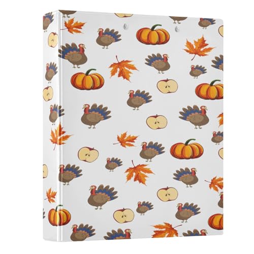 Thanksgiving Turkey 3-Ring Binder,1.5 Inch D-Ring Organizer Folder Clipboard Binder for Work Office School (color1) - color: Color1