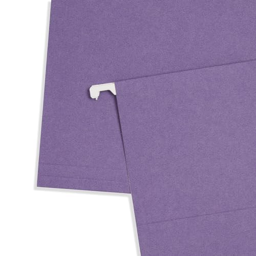 25 Blue Summit Supplies Purple Hanging File Folders - Letter Size, Durable 11pt Paper, Hanging File Folders, Purple, with Plastic Tabs and Inserts Included - color: Purple