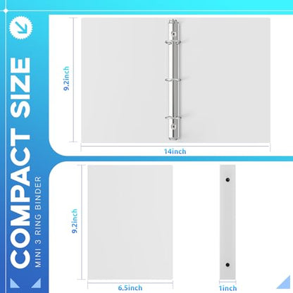 Henoyso 12 Pcs Plastic Flexible 1 Inch Mini 3 Ring Binders Fits 5.5" x 8.5" Paper, Holds(Capacity 200 Sheets), Three Round Rings Small White A5 Binders Bulk for School, Office Use, Photo Album - color: White, size: 1 Inch