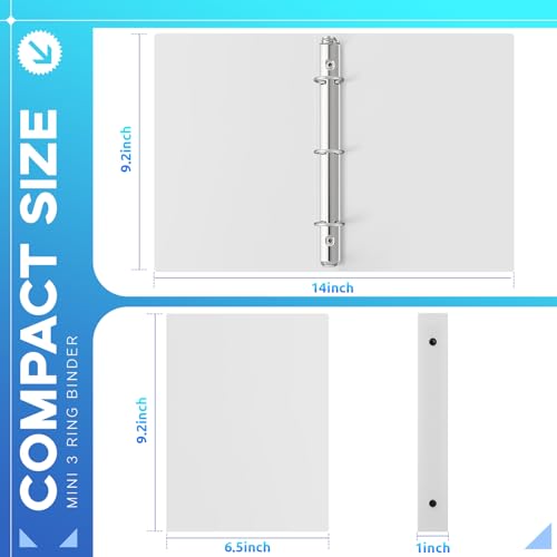 Henoyso 12 Pcs Plastic Flexible 1 Inch Mini 3 Ring Binders Fits 5.5" x 8.5" Paper, Holds(Capacity 200 Sheets), Three Round Rings Small White A5 Binders Bulk for School, Office Use, Photo Album - color: White, size: 1 Inch