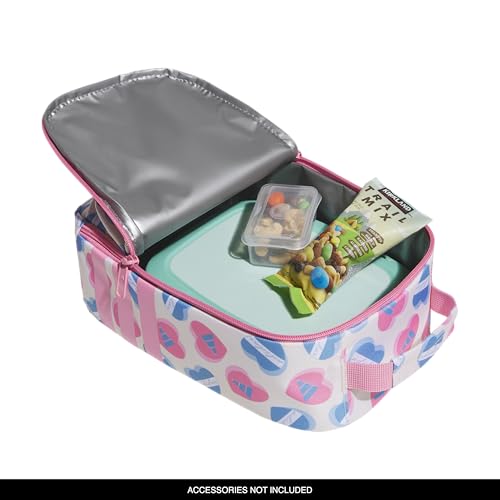 adidas Kids Santiago Lunch Bag for Girls & Boys – Insulated Cooler Lunchbox, 8L - color: 4.0/Adi Heart Melange Chalk White/ Bliss Pink