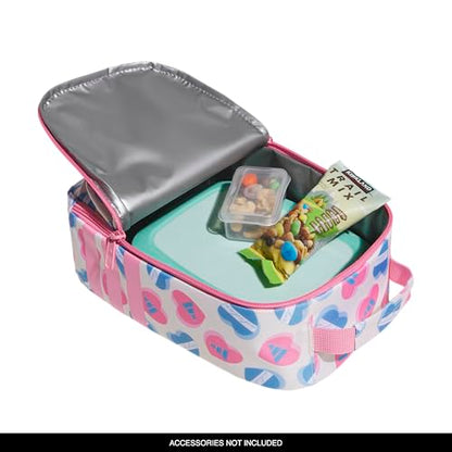 adidas Kids Santiago Lunch Bag for Girls & Boys – Insulated Cooler Lunchbox, 8L - color: 4.0/Adi Heart Melange Chalk White/ Bliss Pink