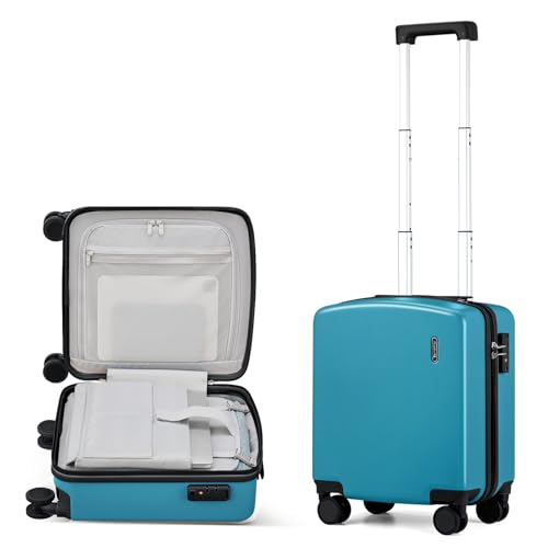 Hanke 16 Inch Underseat Carry On Luggage, Airline-Approved Hard Shell Small Suitcase with Spinner Wheels, Lightweight Tsa Lock Travel Luggage for Short Trips(Caribbean Blue) - color: Caribbean Blue, size: 16 Inch