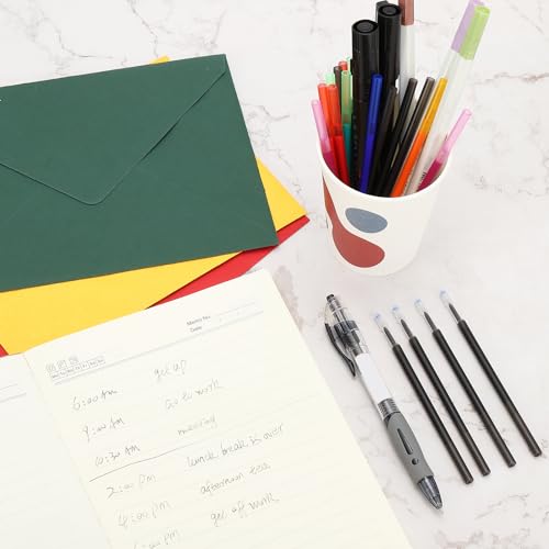 PATIKIL Erasable Gel Pen Refills, 24 Pcs Gel Ink Pens Refills Press Click Pen Fine Point 0.5mm Retractable Pens for Planner Writing Painting, Red - color: Red