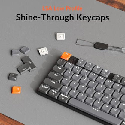 Keychron K5 Version 2 Wireless Bluetooth 5.2 Mechanical Keyboard, Low Profile Milk POM Switch Full-Size 100% Layout QMK Programmable, White Backlit with Shine-Through Keycaps for Mac Windows Linux - color: Brown Switch
