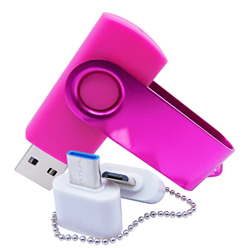 4GB USB Flash Drives Memory Sticks Thumb Drive with OTG & Type-C Transformer (Pink) - color: Pink