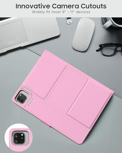 MoKo Universal Tablet Case with QWERTY Keyboard for 9",9.7",10.1",10.2",10.4",10.5",10.9",11" Tablets, with Removable Wireless Bluetooth Keyboard&Pen Holder for iPad, Samsung, Fire, Pixel, Other,Pink - color: Flowers Pink