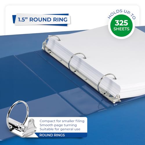 Samsill Economy 1.5 Inch 3 Ring Binder Round Ring Binder, Non-Stick Customizable Cover, Dark Blue (18502) - color: Blue, size: 1-Pack, style: 1.5-Inch