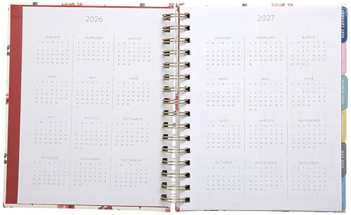 WORLD TRAVELER 2026 Planner Weekly & Monthly Hardcover Spiral Agenda | Hardcover Spiral Lay-Flat Binding, Weekly and Monthly Planning Pages, January to December 2026, 7x8.75 Compact Format - color: Red Roses