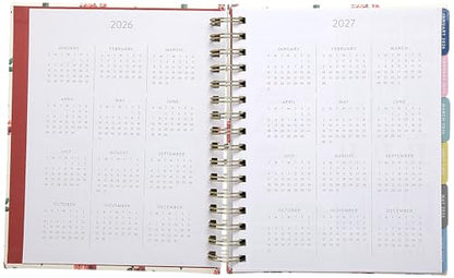 WORLD TRAVELER 2026 Planner Weekly & Monthly Hardcover Spiral Agenda | Hardcover Spiral Lay-Flat Binding, Weekly and Monthly Planning Pages, January to December 2026, 7x8.75 Compact Format - color: Red Roses