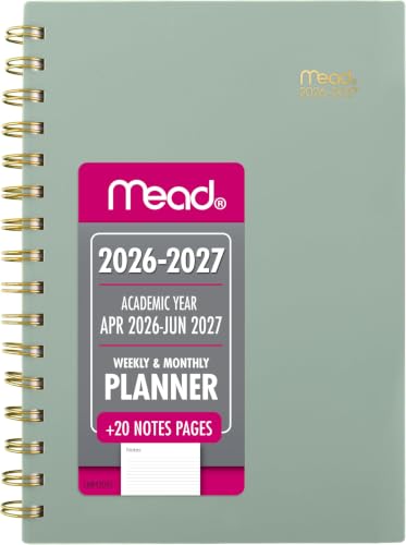 Mead Planner 2026-2027 Weekly & Monthly Academic 15-Month April-June, 5.5" x 8.5", Soft Grass (CAW42093) (Pack of 12) - color: Soft Grass, size: 5.5"W x 8.5"H (Pack of 12), style: 2026-2027