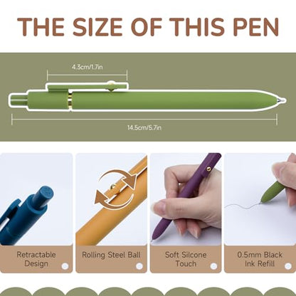 UIXJODO Gel Pens, 6 Pack Gold Retro 0.5mm Black Ink Pens Fine Point Smooth Writing Pens for School Office Supplies, Gifts for Women Girls - color: 6 Pack Gold Retro - Black Ink