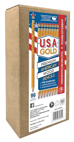 Cra-Z-Art U.S.A. Gold Pre-sharpened American Wood Cased #2 HB Yellow Pencils, 96 Pack - size: 1 Count (Pack of 96)