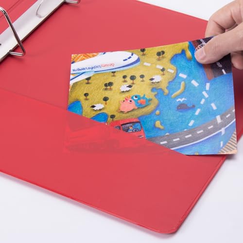 COMIX Sturdy 3 Ring Binder 2 inch with Clear View Cover, 2" Slant-D Ring View Binder Holds 500 Sheets of US Letter Size Paper, 6 Pack (Red) - color: Red, size: 2 inch