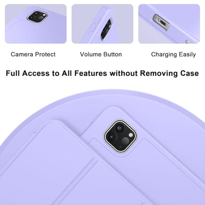 ZryXal iPad Pro 11 Inch Case (M5) 2025/ (M4) 2024 (Model: A2836/A2837/A3006), Trifold Stand Smart Cover with Pencil Holder and Soft TPU Back, Auto Wake/Sleep (Light Purple) - color: Light Purple