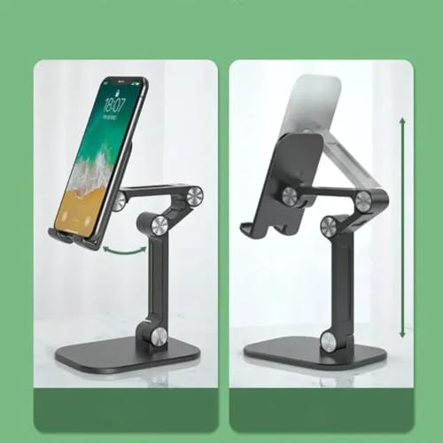 Foldable Height Adjustable Phone Tablet Stand Multi-Angle Portable Desktop Holder EVA Pad for Lazy Watching Office (Green) - color: GREEN