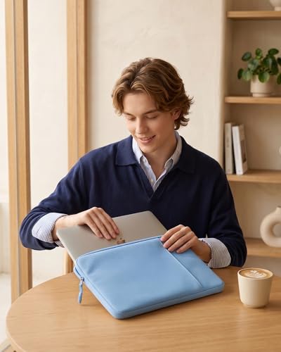 ProCase Laptop Sleeve 14" for MacBook Pro 14 Inch M5/M4/M3/M2/M1 2026-2021 | Slim Travel Sleeve with Soft Plush Lining & Large Front Pocket, Water-Resistant, Also Fit 14" HP Dell Lenovo ASUS Acer - color: Airblue, size: 14-inch
