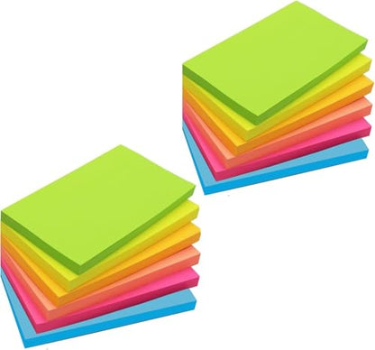960 Sheets 3 in x 5 in Large Sticky Notes, 76 x 127 mm 6 Pads Assorted Self-Stick Pads for Notebook,Office,School and Home,80 Sheets/Pad (12 Pads Brillant) - style: 12 Pads Brillant