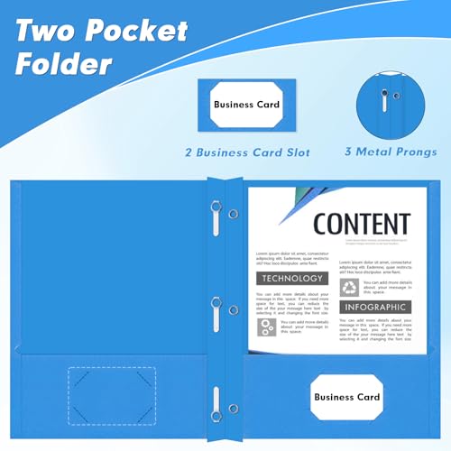 Two Pocket Folders, PANDRI 30 Pack Two Pocket Folders with Prongs, 3 Prong Folders Designed for Office and Classroom, Letter Size Lightblue - color: Lightblue
