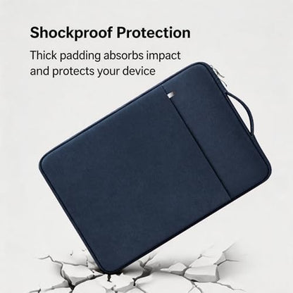 RAINYEAR 15.6 inch Laptop Sleeve Case Bag with Handle & Pocket, Navy Blue | Protective Padded Polyester Laptop Sleeve Case Briefcase Compatible with 15.6 Inch Notebook Computer Chromebook - color: Navy Blue, size: 15.6"