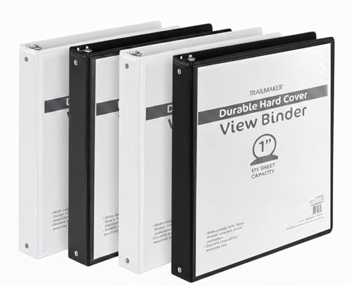 (50 Pack) 1 Inch Binders 3 Ring Hardcover Binders in Bulk with Clear View Cover, Pockets for Classroom, Office, Portfolios | Bulk School, Teacher, Office Supplies (Black & White Mix Pack) - color: Black & White Mix Pack