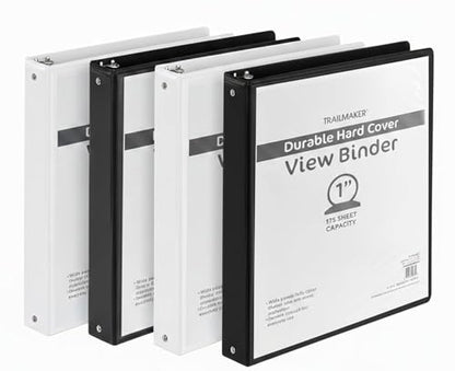 (50 Pack) 1 Inch Binders 3 Ring Hardcover Binders in Bulk with Clear View Cover, Pockets for Classroom, Office, Portfolios | Bulk School, Teacher, Office Supplies (Black & White Mix Pack) - color: Black & White Mix Pack