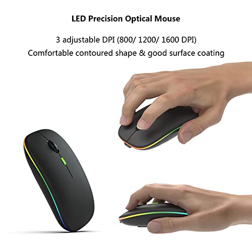 7 Color Backlit Bluetooth Keyboard and Mouse Combo for iPad A16 11th 10th Gen iPad Pro Mini Air iPhone, iPadOS 13 or Later, Slim Rechargeable Android Tablet Phone Wireless Mouse Keyboard (Black)