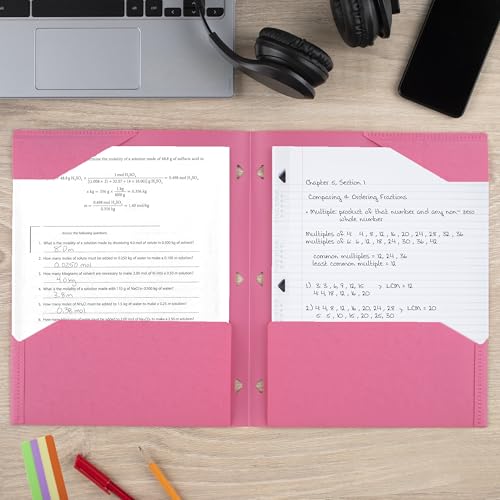 Five Star 2-Pocket Folder, Plastic Folder with Stay-Put Tabs, Fits 3-Ring Binder, Holds 8-1/2" x 11" Paper, Prom Pink (333420R) - color: Prom Pink