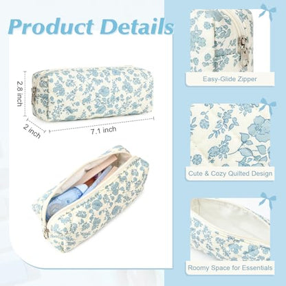 Aileam 22Pcs Book Annotation Kit Aesthetic Pencil Case with Supplies Annotation Supplies Gel Pen Transparent Sticky Note Taking Bible Reading Stationery Supplies (Blue Floral) - color: Blue Floral)