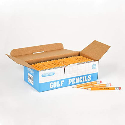 Rarlan Golf Pencils with Erasers, 2 HB, Pre-Sharpened, 200 Count Bulk Pack | 3.5” Mini Pencil, Small Pencil for Kids Teachers Classroom Games, Back to School Supplies