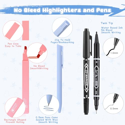 DazSpirit 25Pcs Bible Journaling Kit, Bible Study Supplies for Women | Includes 12 No Bleed Bible Highlighters, 6 Color Pens, 90 Laminated Bible Tabs, Magnetic Bookmarks & Sticky Notes - style: 12 Highlighters