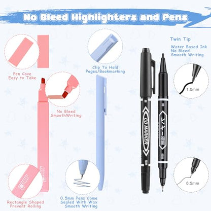 DazSpirit 25Pcs Bible Journaling Kit, Bible Study Supplies for Women | Includes 12 No Bleed Bible Highlighters, 6 Color Pens, 90 Laminated Bible Tabs, Magnetic Bookmarks & Sticky Notes - style: 12 Highlighters